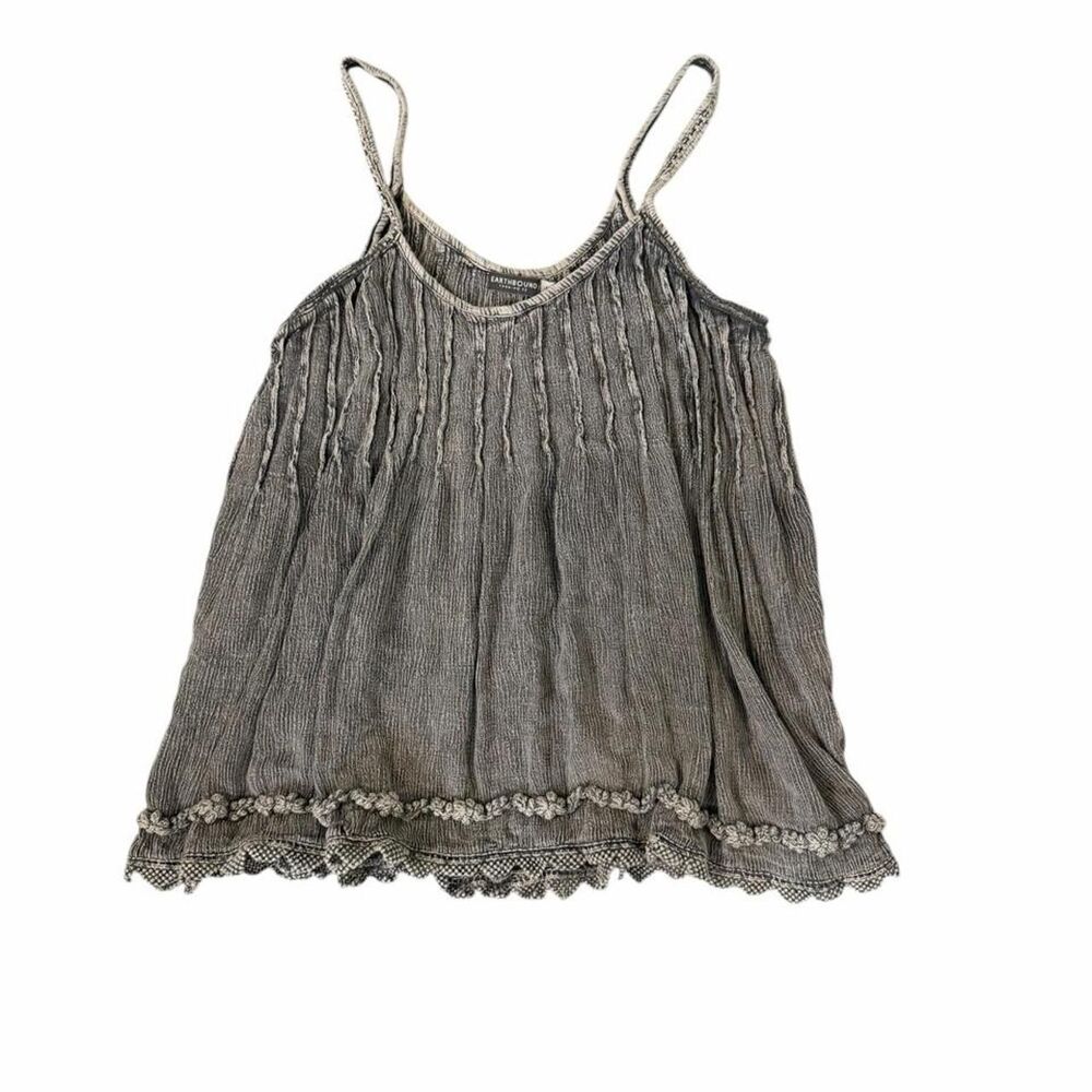Earthbound Trading Co. gray & white striped tank top
